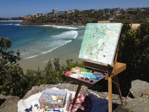 Sally West's easel - Painting en plein air at Freshwater (NSW)