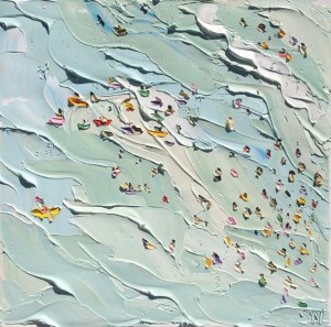 Surfers & Swimmers - En Plein Air Oil on Canvas 45x45cm $880