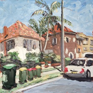 'Bin Night - Queenscliff Road' Oil on Canvas Finalist in the 2014 Gosford Regional Art Prize