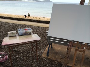 Sally West's set up at Terrigal Beach
