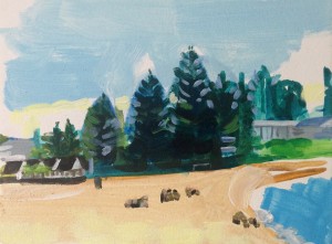 Melanie Waugh "Wamberal Beach"  Acrylic on Board (22.5x30cm) $350