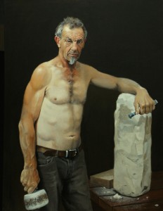 2015 Black Swan Portraiture Prize FINALIST Peter Smeeth "The Stone Sculptor (Tony McWilliam) 2014" Oil on Linen 120x90cm