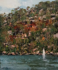 Patrick Carroll Hillside and Sail (The Hawkesbury Series) Acrylic on Canvas (60x50cm) $4,950