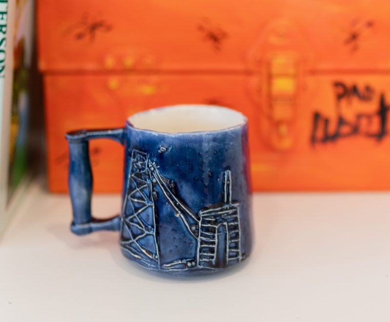 Blue Mining Scene Pottery Mug ( Pro Hart) - Available from KAB Gallery