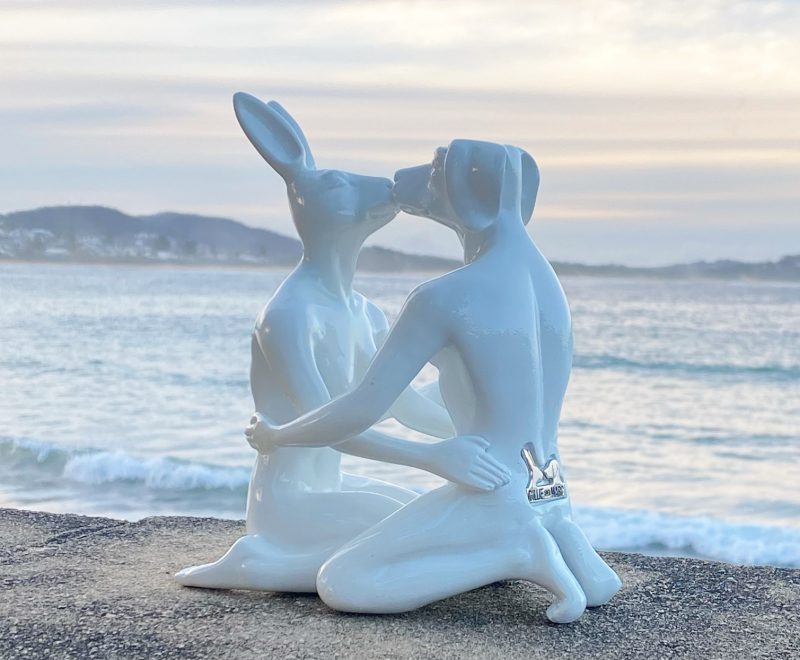 They kissed and kissed forever - White Resin Sculpture ( Gillie and Marc) - Available from KAB Gallery