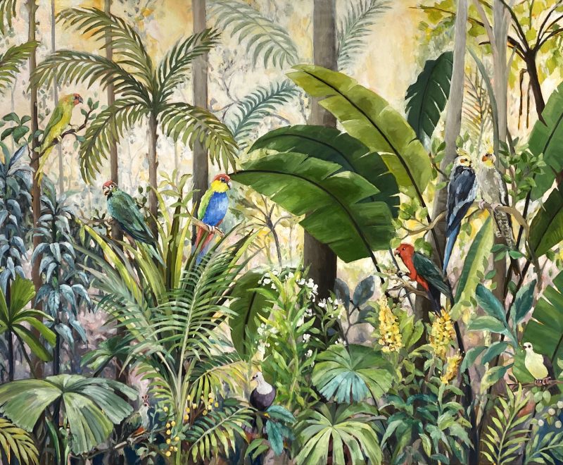 Palms, Parrots & Pigeons ( Petra Pinn) - Available from KAB Gallery