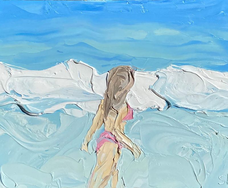 Waters Edge - Beach Girl Study 4 (17.3.22) ( Sally West) - Available from KAB Gallery