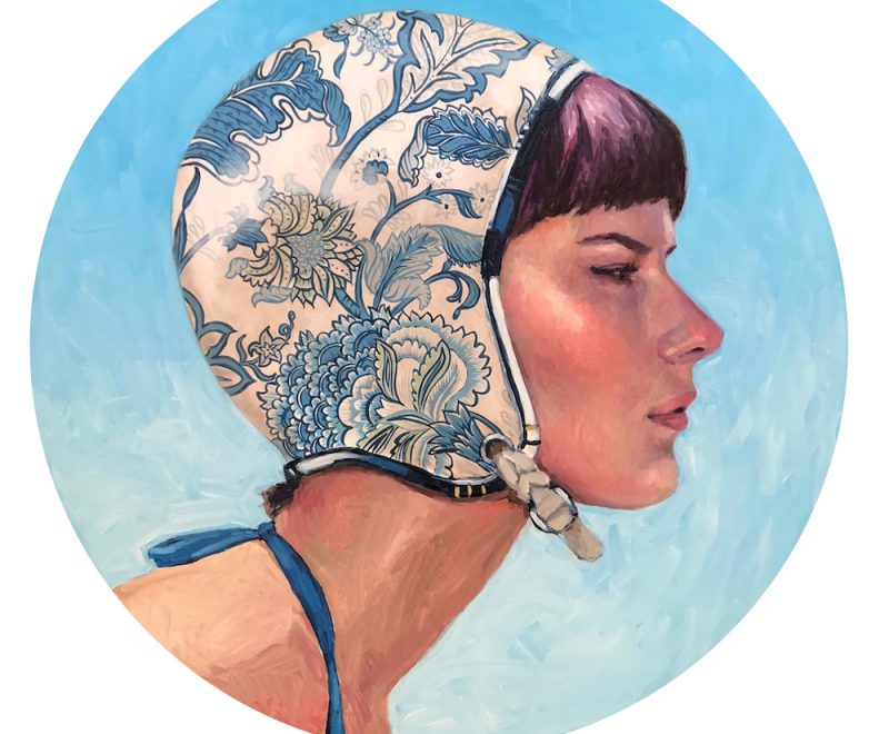 Blue and White Swimming Cap ( Laurie McKern) - Available from KAB Gallery