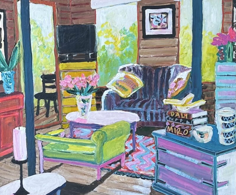 Tasmanian Interior with Dali and Miro Books ( Jacki Fewtrell-Gobert) - Available from KAB Gallery