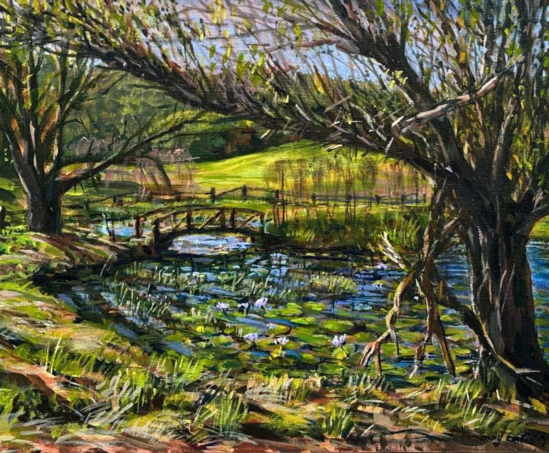 The Lily Pond at Bangaloe, Central Coast - Plein Air ( Andy Collis) - Available from KAB Gallery