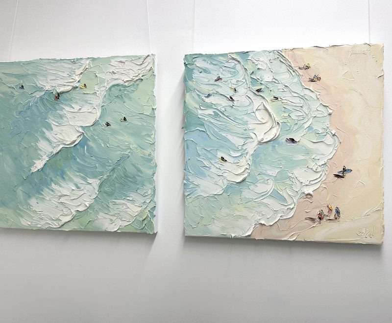 Windy & Onshore 6-7 Ft Freshy Diptych 29.6.23 Plein Air ( Sally West) - Available from KAB Gallery